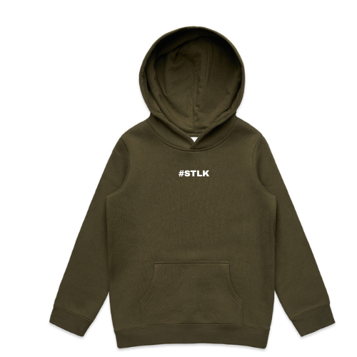 White #STLK Logo Kids Hood