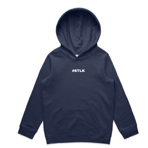 White #STLK Logo Kids Hood
