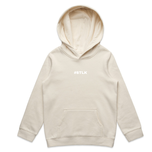 White #STLK Logo Kids Hood