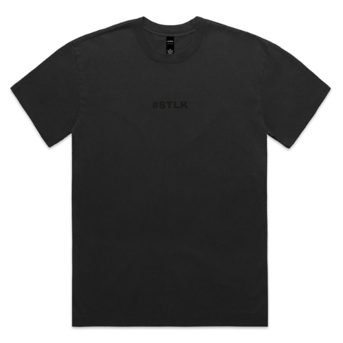 Black Logo #STLK  Faded Heavy  Tee (Oversized Fit)