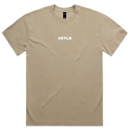 White Logo #STLK  Faded Heavy  Tee (Oversized Fit)