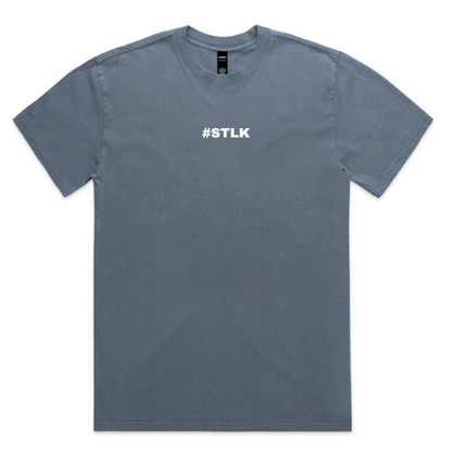 White Logo #STLK  Faded Heavy  Tee (Oversized Fit)