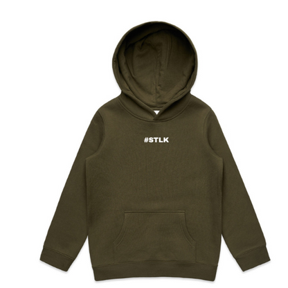White #STLK Logo Kids Hood
