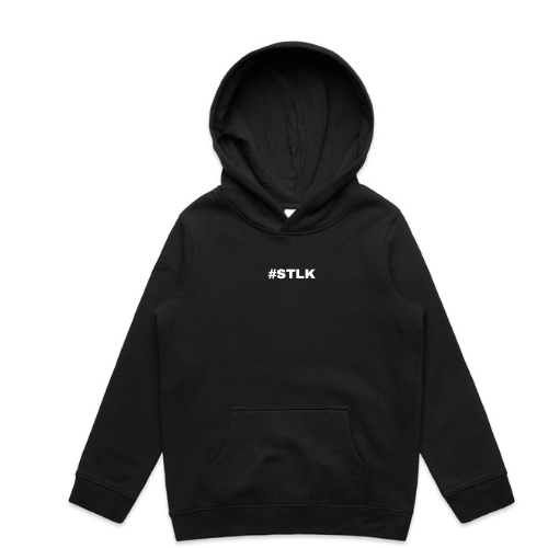 White #STLK Logo Kids Hood