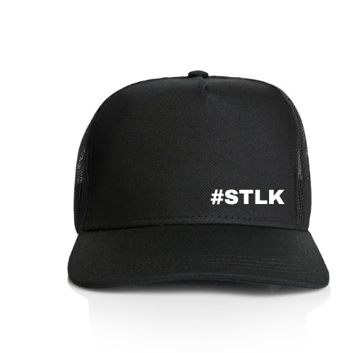 Black Stock Trucker cap with White #STLK Logo